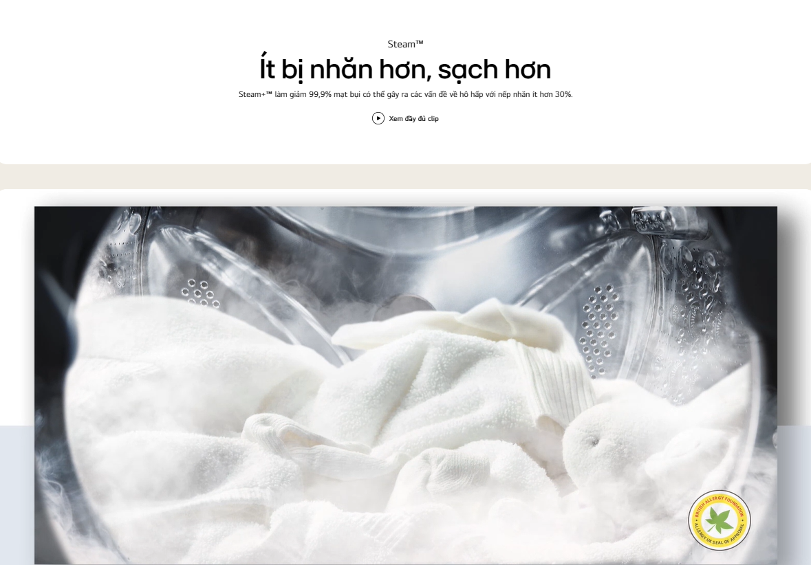 Máy giặt sấy lồng ngang LG AI DD™ Inverter 10kg màu trắng FV1410D4W1 14