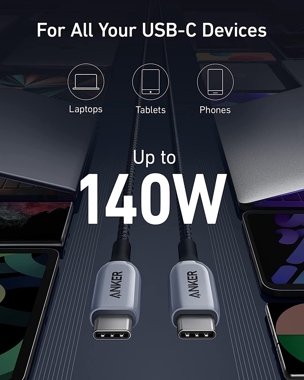 Cáp sạc nhanh Anker 765 bọc dù USB C to USB C mã A8865 công suất 140W Nylon PD 3.1 seri 7, siêu bền 11 Cáp sạc nhanh Anker 765 bọc dù USB C to USB C mã A8865 công suất 140W Nylon PD 3.1 seri 7, siêu bền 10