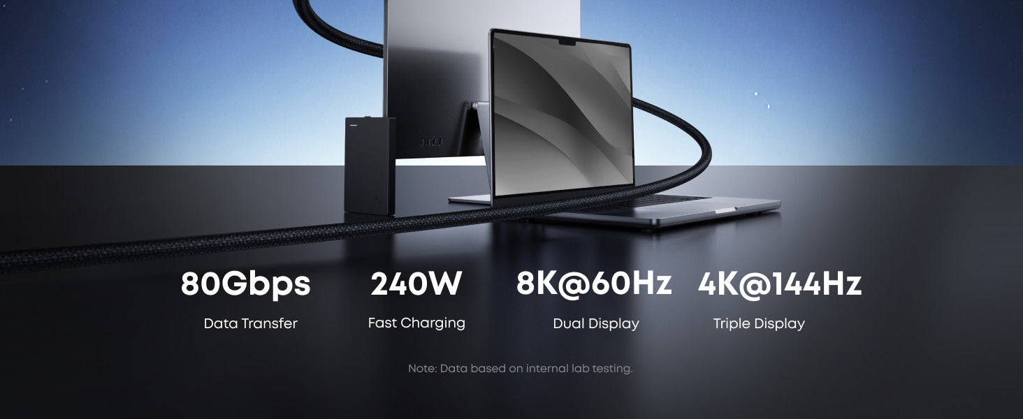 Cáp sạc nhanh Anker Prime Thunderbolt 5 A84N1 bọc dù dài 3.3 ft truyền dữ liệu 80Gbps 240W xuất hình ảnh 8K@60Hz 11 Cáp sạc nhanh Anker Prime Thunderbolt 5 A84N1 bọc dù dài 3.3 ft truyền dữ liệu 80Gbps 240W xuất hình ảnh 8K@60Hz 10