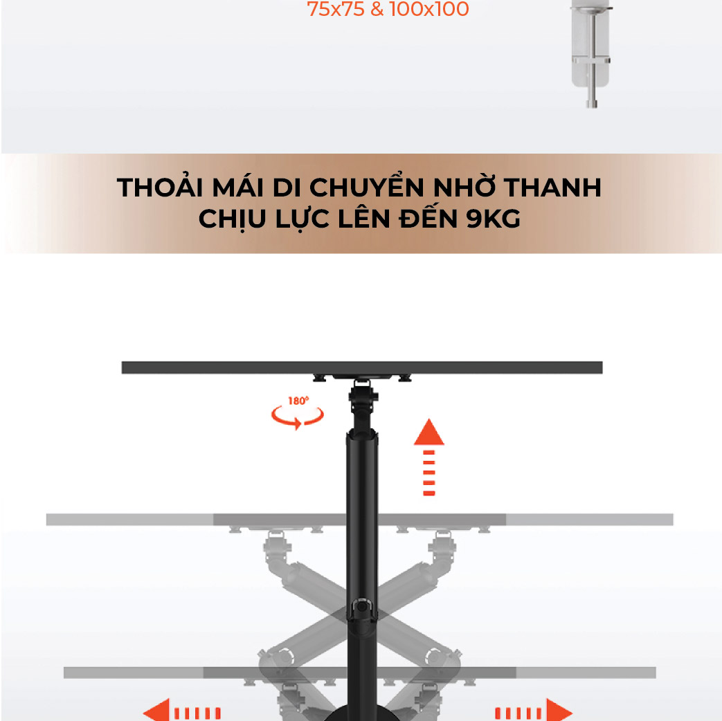 Giá treo màn hình hợp kim chắc chắn tải trọng 15kg 34inch 38inch 40inch Vesa 75x75 100x100 25 Giá treo màn hình hợp kim chắc chắn tải trọng 15kg 34inch 38inch 40inch Vesa 75x75 100x100 24