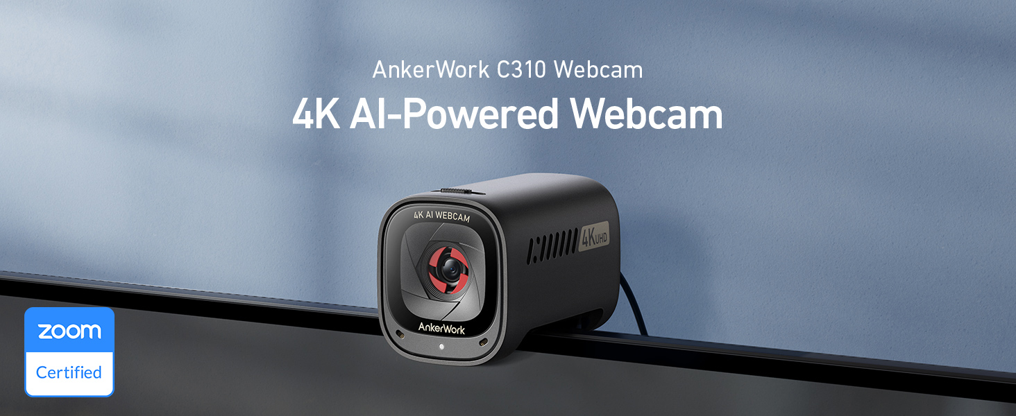 Webcam Anker A3367 AnkerWork C310 4K Camera, Tự động lấy nét AI, 12 Megapixel Mic khử tiếng ồn AI, Video Calls and Lives 13