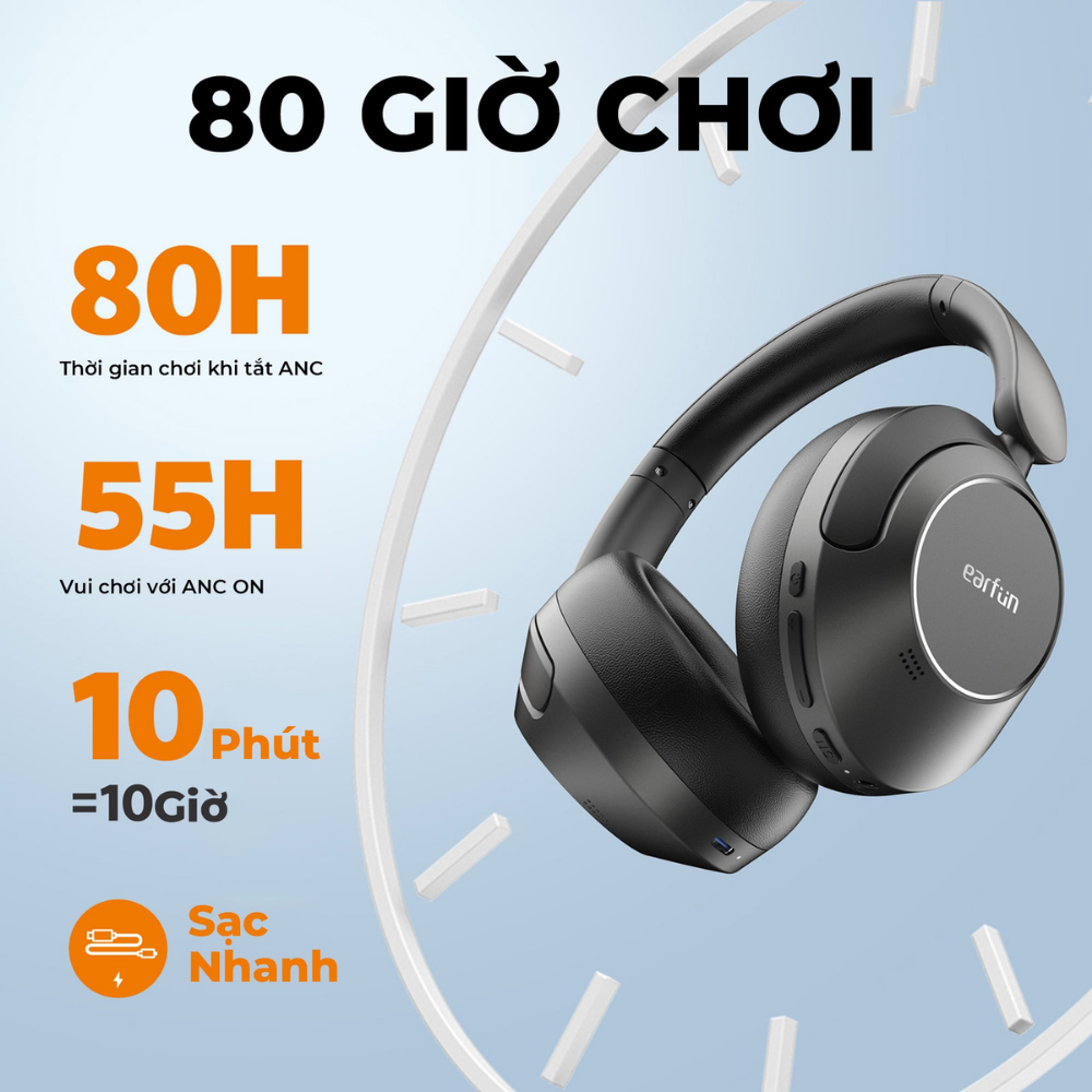 Tai nghe bluetooth Earfun WavePro công nghệ Hi-Res Audio & LDAC chống ồn AI 5 micrô pin 80H hàng 11