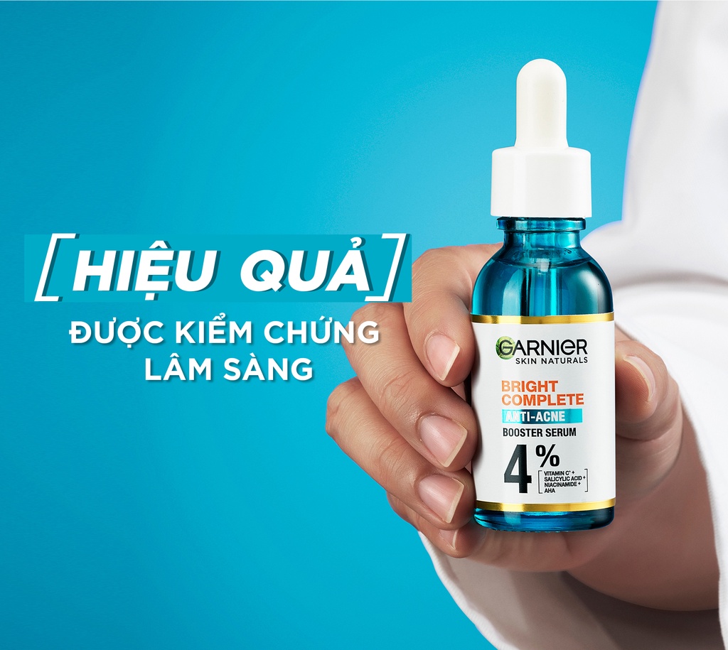 Dưỡng Chất Cho Da Dầu Mụn Garnier Bright Complete Anti-Acnes Booster Serum 4%