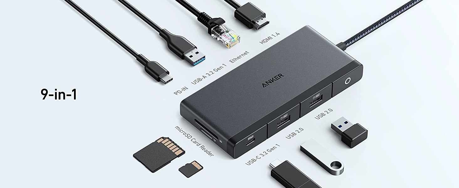 Hub chuyển đổi Anker 552 9 trong 1 USB-C HDMI 4K hỗ trợ 100W PD Ethernet and SD/microSD - A8373 9 Hub chuyển đổi Anker 552 9 trong 1 USB-C HDMI 4K hỗ trợ 100W PD Ethernet and SD/microSD - A8373 8