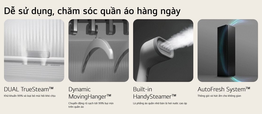 Tủ chăm sóc quần áo thông minh LG Styler SC5GMR80H - 5 móc - Màu gương kính đen 10