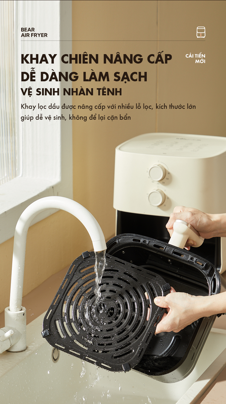 Nồi Chiên Không Dầu 5L Bear AF-4H15K - Hàng Chính Hãng BH 18 Tháng