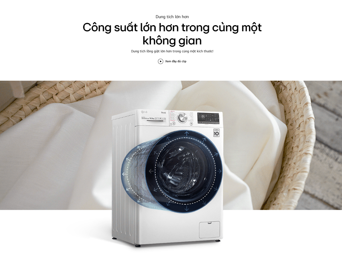 Máy giặt sấy lồng ngang LG AI DD™ Inverter 10kg màu trắng FV1410D4W1 18
