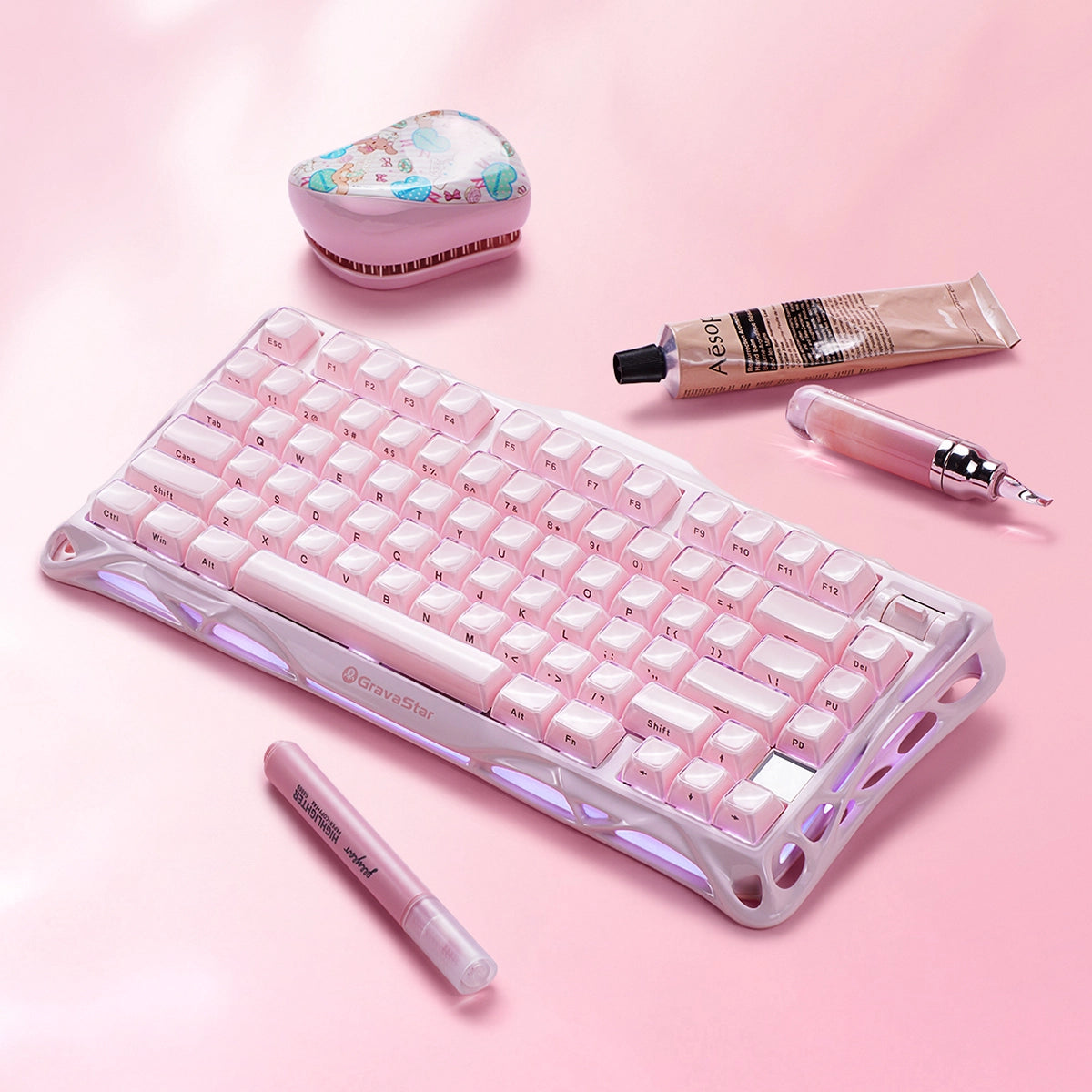 Bàn phím cơ gaming Gravastar K1 Ross Pink món quà ý nghĩa dành cho phái đẹp 12