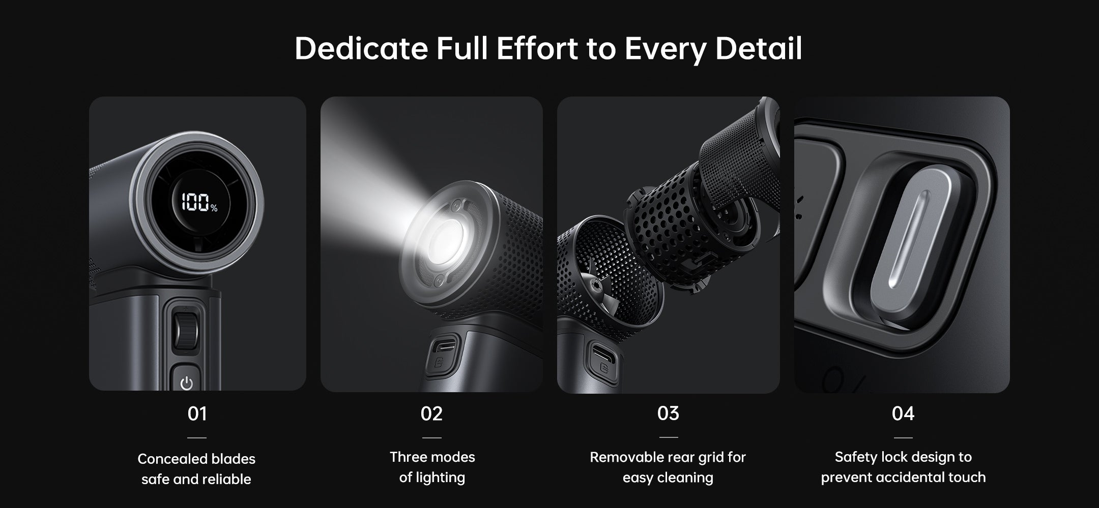 Quạt cầm tay Jisulife Handheld Fan Ultra 2 pin 9.000mAh 100 mức gió có đèn pin sạc nhanh cho IP cảm biến gió 17m/s 11