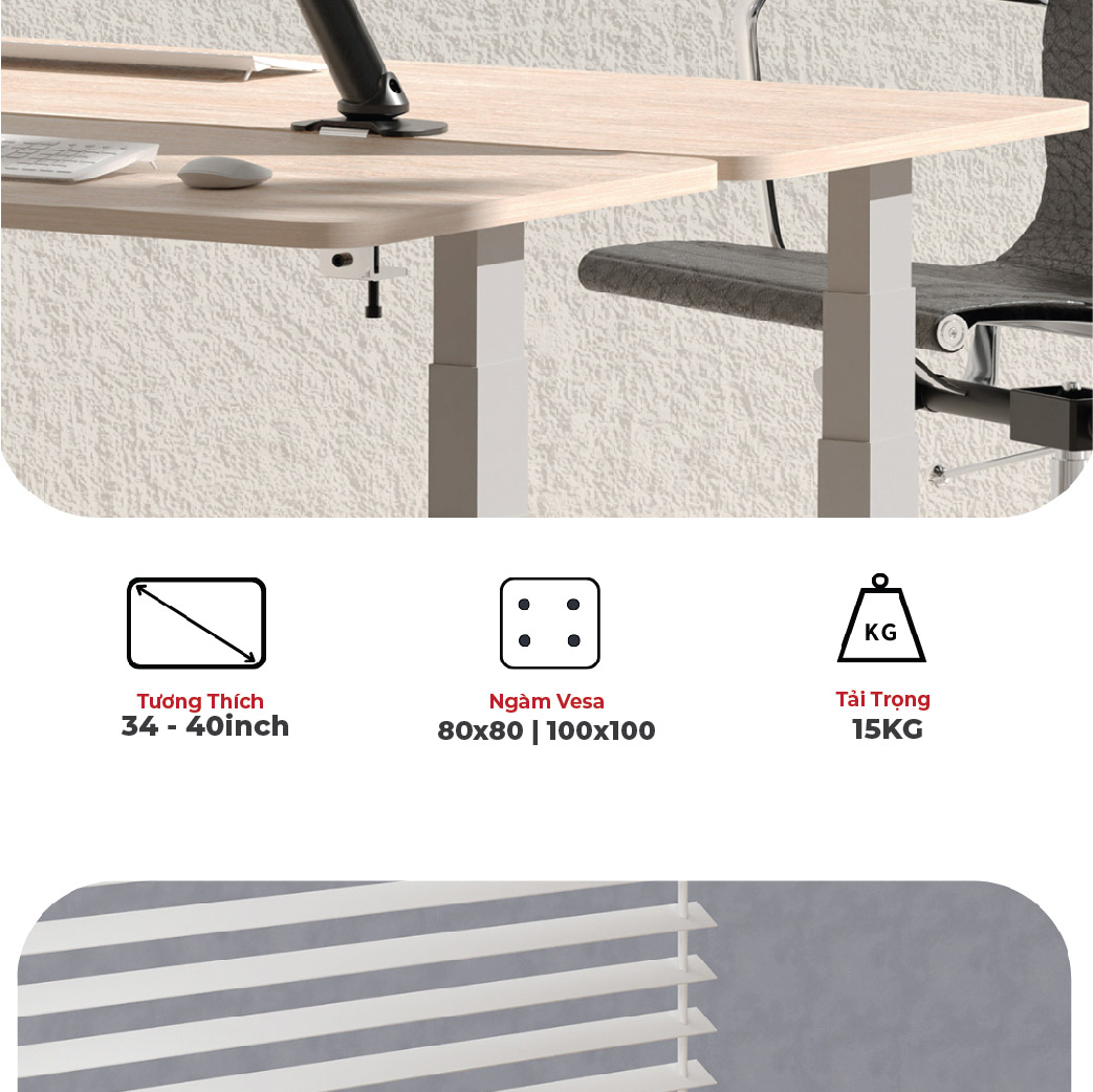 Giá treo màn hình hợp kim chắc chắn tải trọng 15kg 34inch 38inch 40inch Vesa 75x75 100x100 13 Giá treo màn hình hợp kim chắc chắn tải trọng 15kg 34inch 38inch 40inch Vesa 75x75 100x100 12