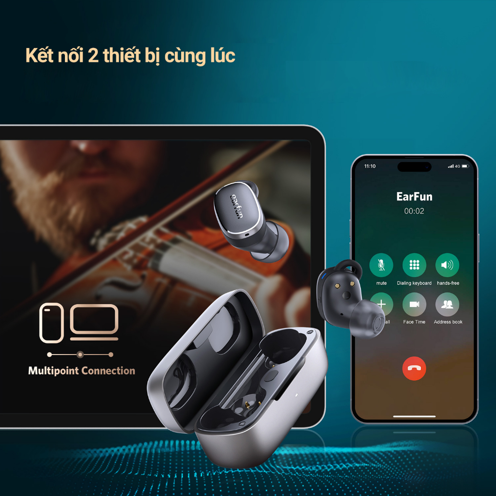 Tai nghe Bluetooth EarFun Free Pro 3 Bluetooth 5.3 chống ồn ANC chip Qualcomm 6 micro kết nối app và 2 thiết bị 19