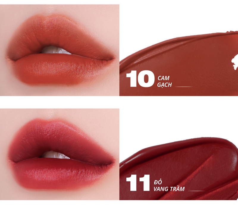 Bảng màu Merzy Puffer Velvet Tint 3.7g đa dạng, phù hợp nhiều tone da