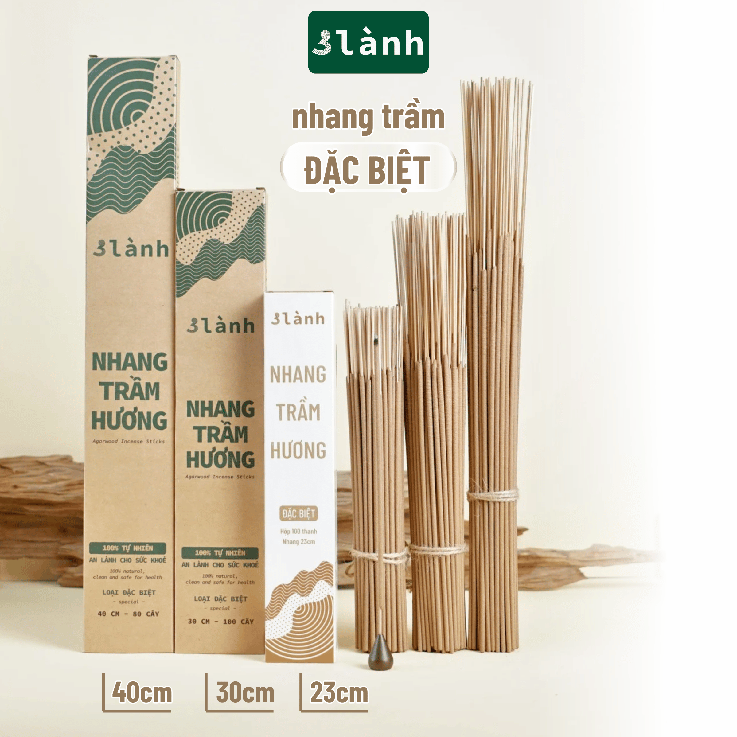 Nhang trầm hương đặc biệt 3 Lành chính hãng bột trầm 7-12 năm