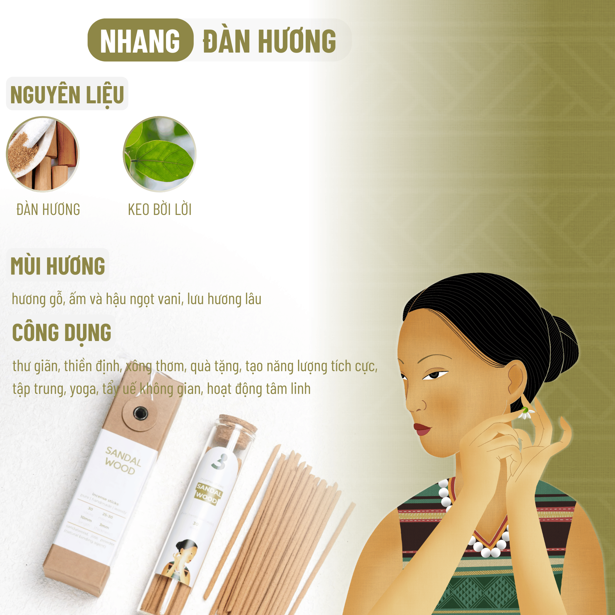 nhang thủ công đàn hương 3 Lành chính hãng cao cấp nghệ nhân thủ công