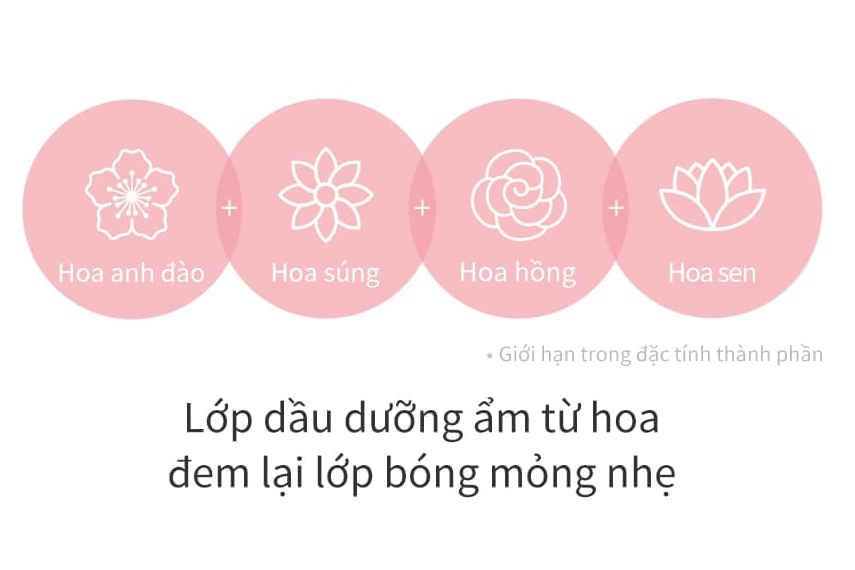 Lớp dầu dưỡng ẩm từ hoa đem lại lớp bóng mỏng nhẹ
