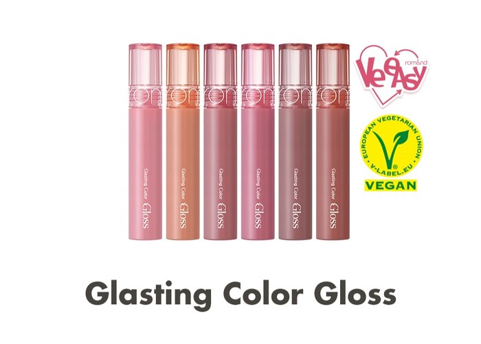 Bảng màu combo son Kem Blur Fudge Tint + Son Bóng Romand Glasting Color Gloss