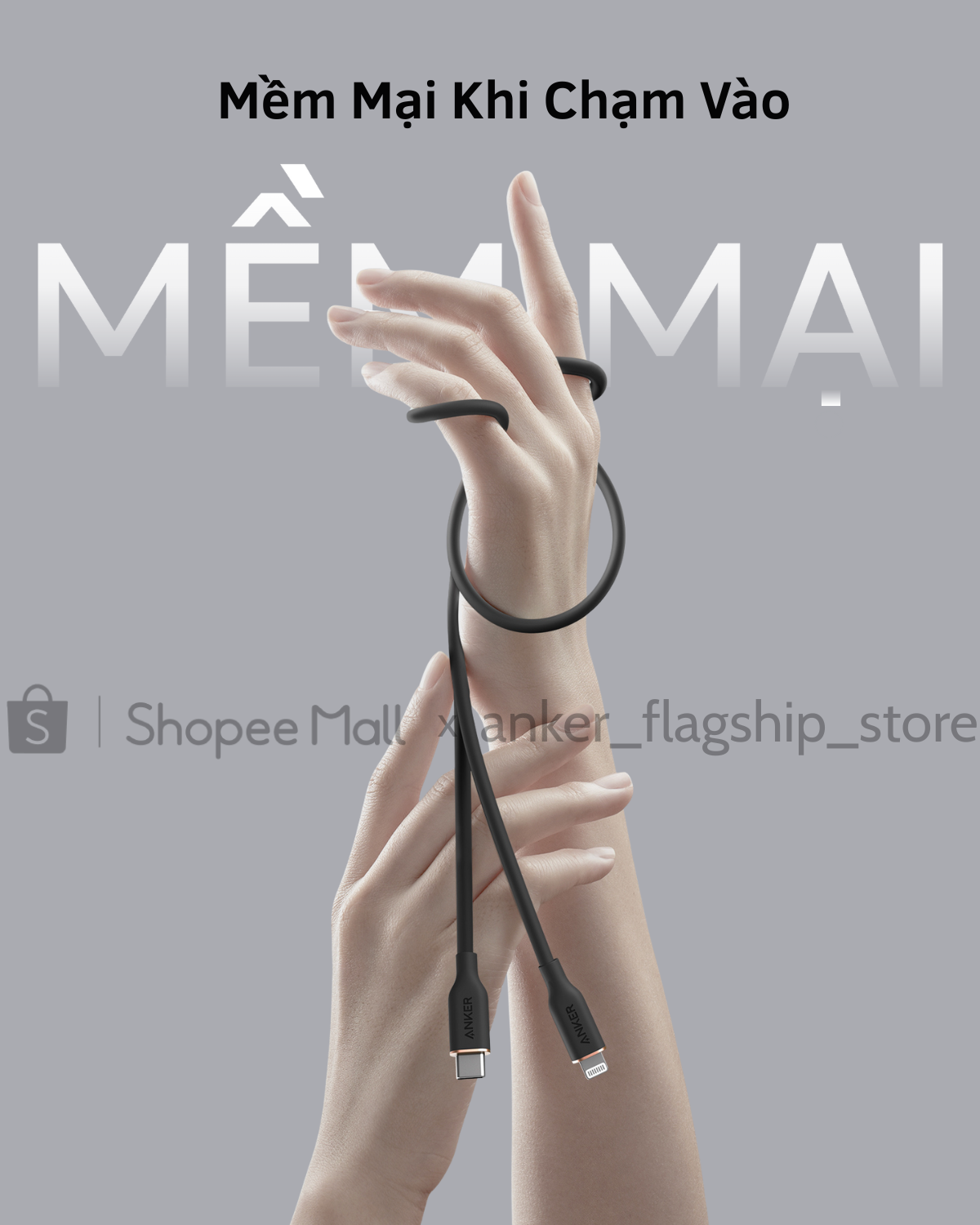 Cáp Sạc Nhanh Anker 641 PowerLine III Flow | USB-C to Lightning | PD 20W | Dài 0.9m | Siêu Mềm & Bền