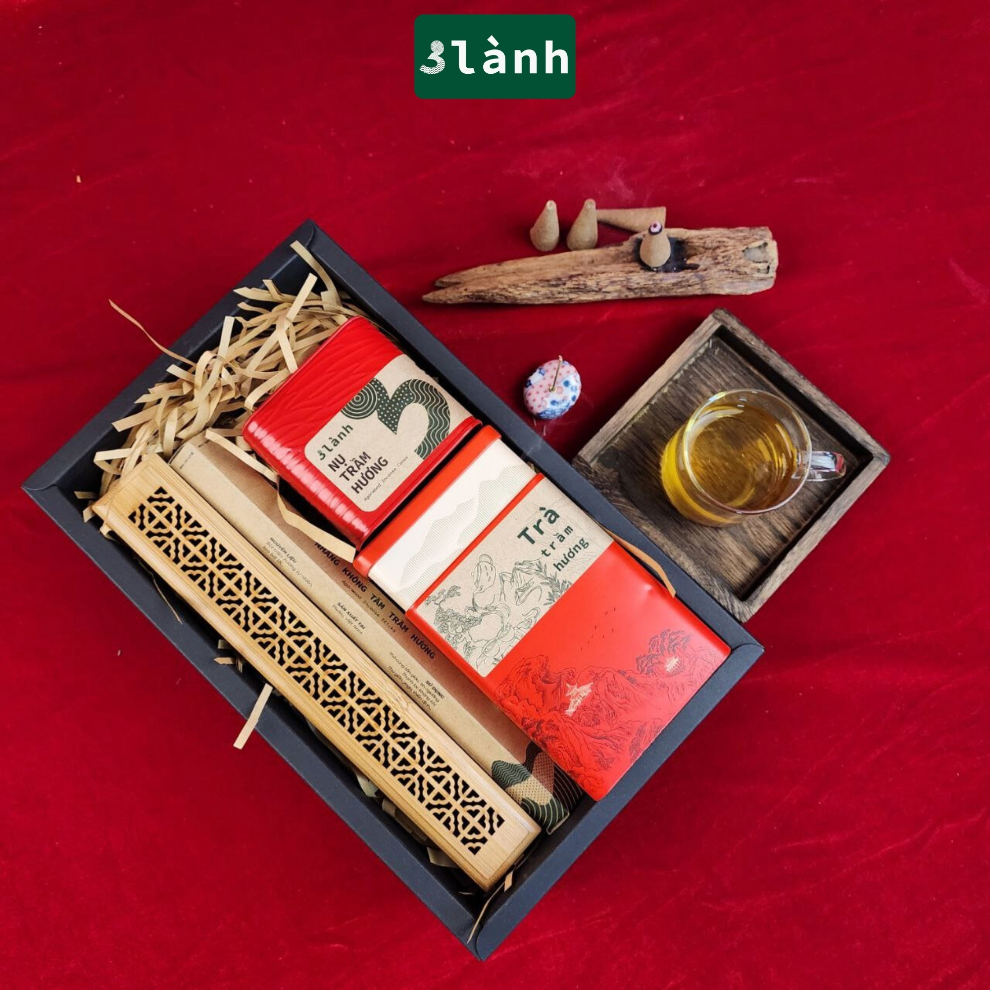 Quà tặng Thưởng Trà Hưởng Trầm 3 Lành độc bản đóng gói sang trọng dịp Lễ Tết - hình 4