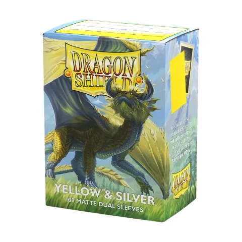 Dragon Shield | Matte Dual Standard Size Card Sleeves | 100ct (YELLOW & SILVER) cover