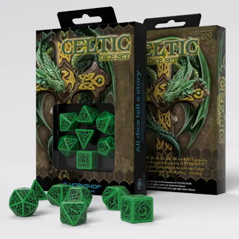 Celtic 3D Revised Green and Black Dice Set thumbnail 1