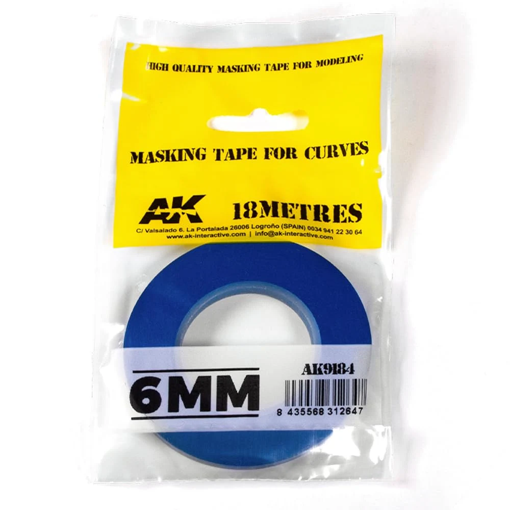 AK Interactive Blue Masking Tape for Curves - 6mm