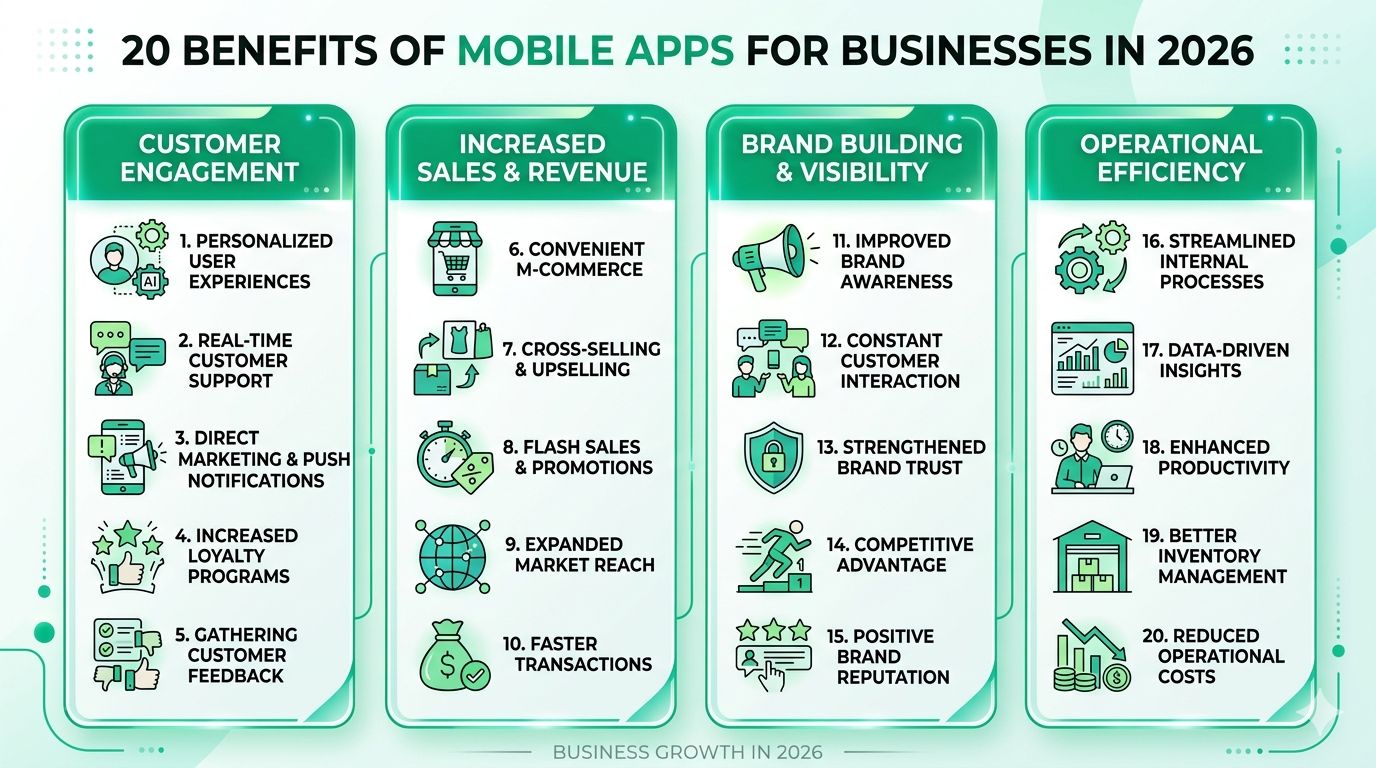 20 Proven Benefits of Mobile Apps for Businesses in 2026