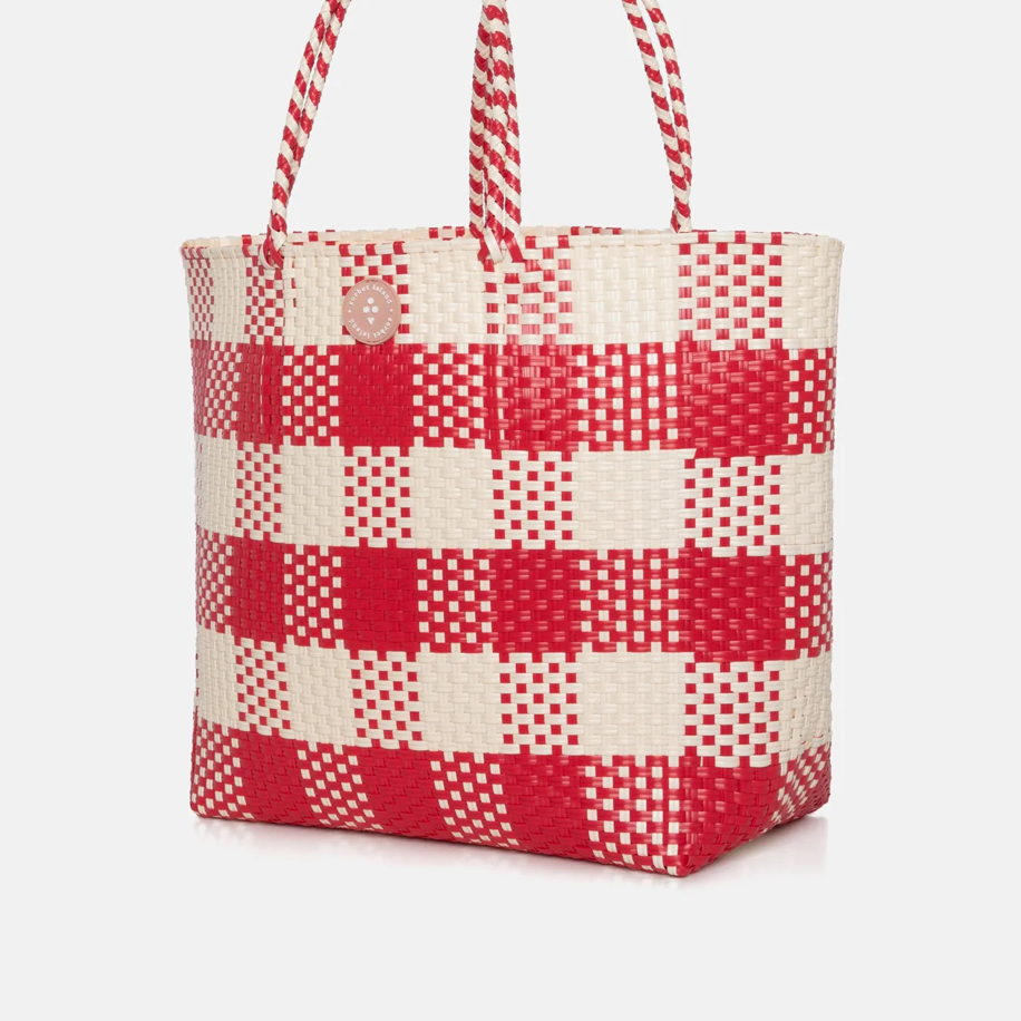 Sorbet Island- Woven Tote Bag/ Red