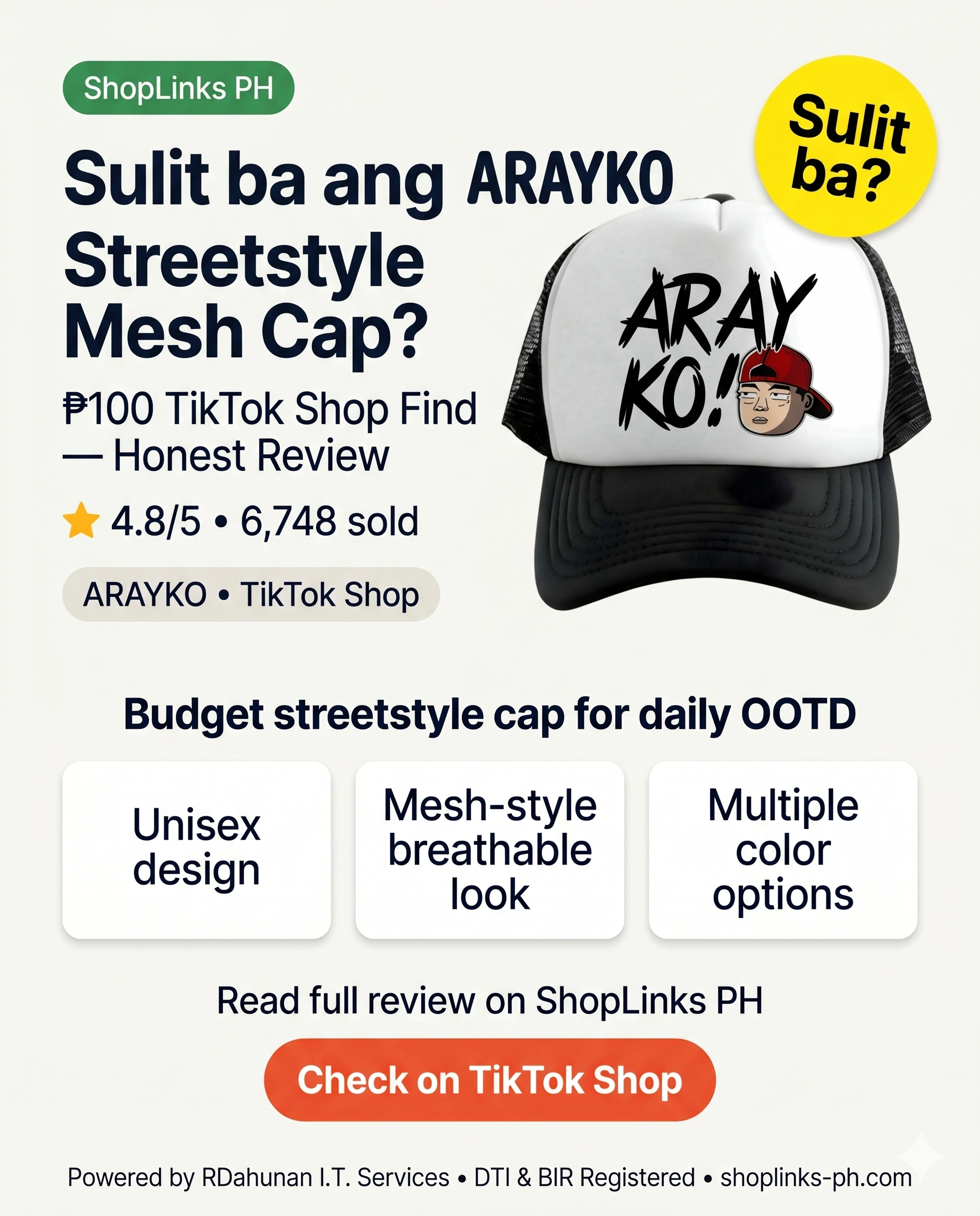 ARAYKO Streetstyle Mesh Cap — product image