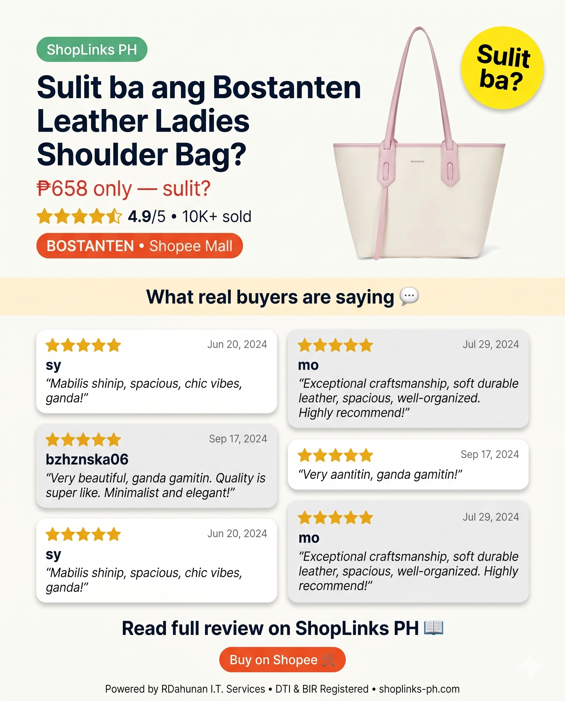 Bostanten Leather Ladies Shoulder Bag — product image