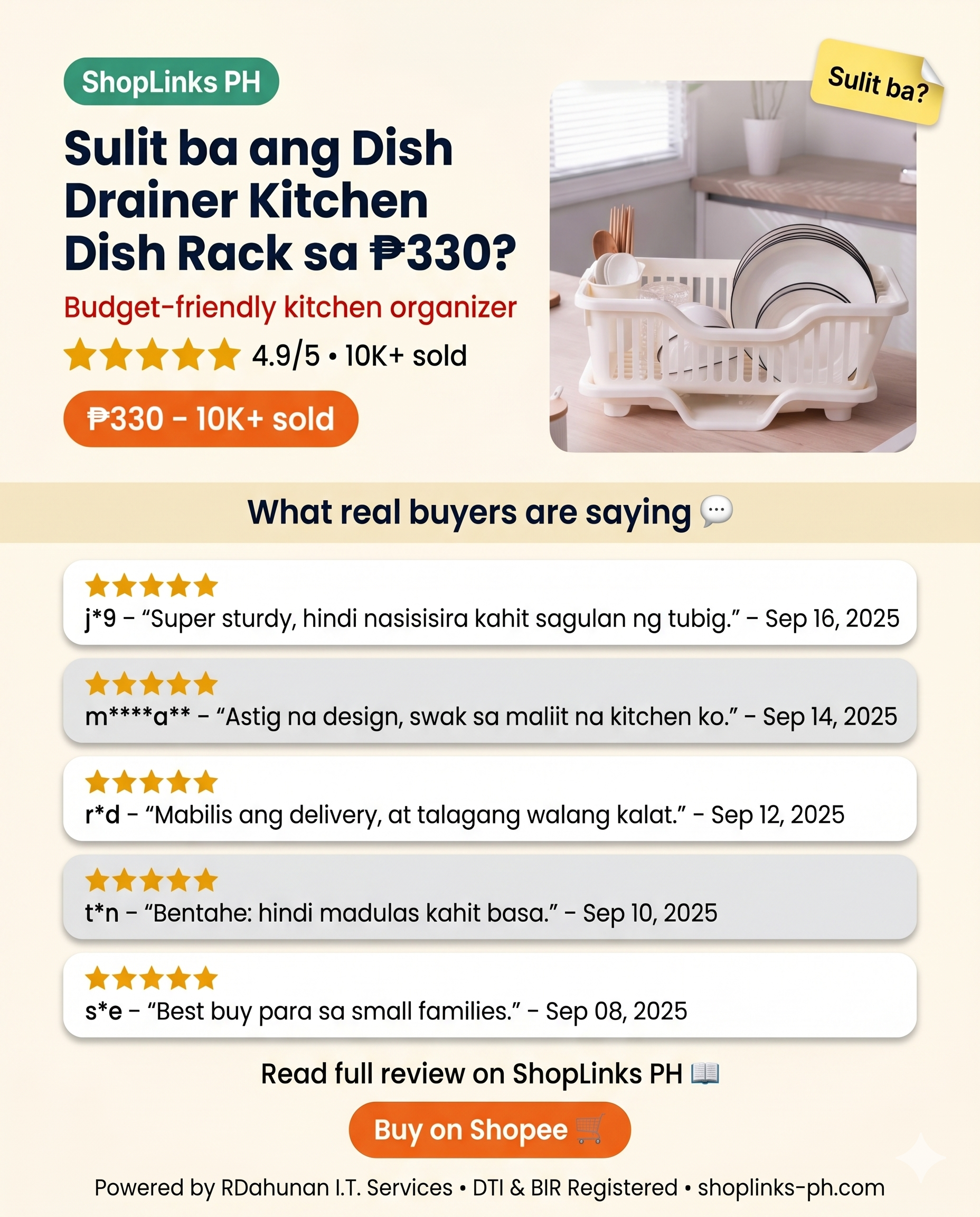 Dish Drainer Kitchen Dish Rack — product image