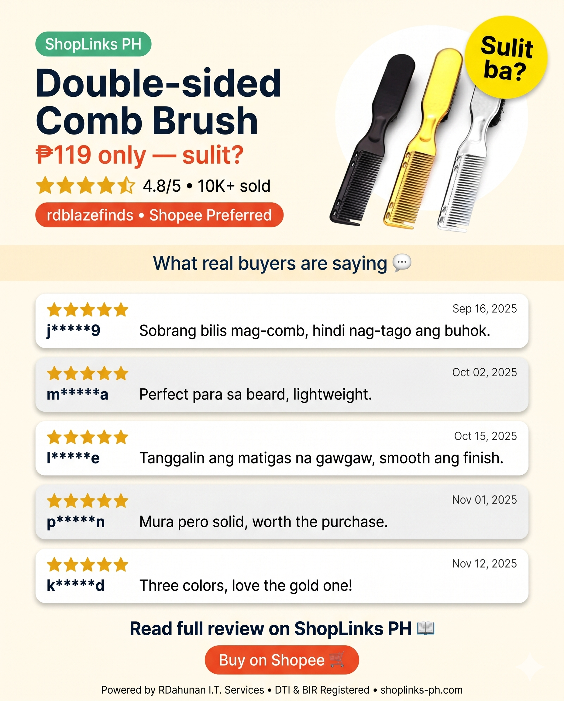 Double‑sided Comb Brush Multifunctional Soft Bristle Cleaning Brush Small Beard Styling Shaving Brush Hair Styling Salon Tool — product image
