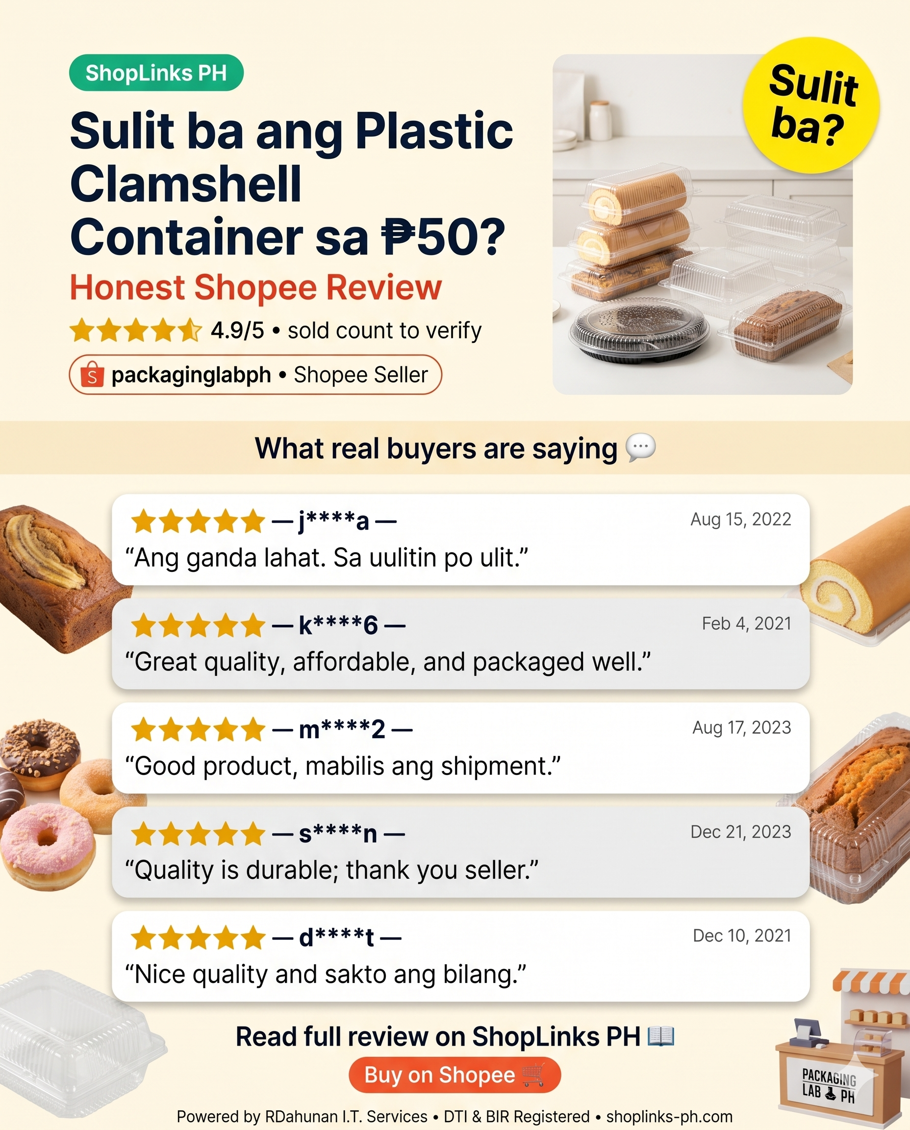 Sulit ba ang Plastic Clamshell Container sa ₱50? Honest 2026 Shopee Review — cover image