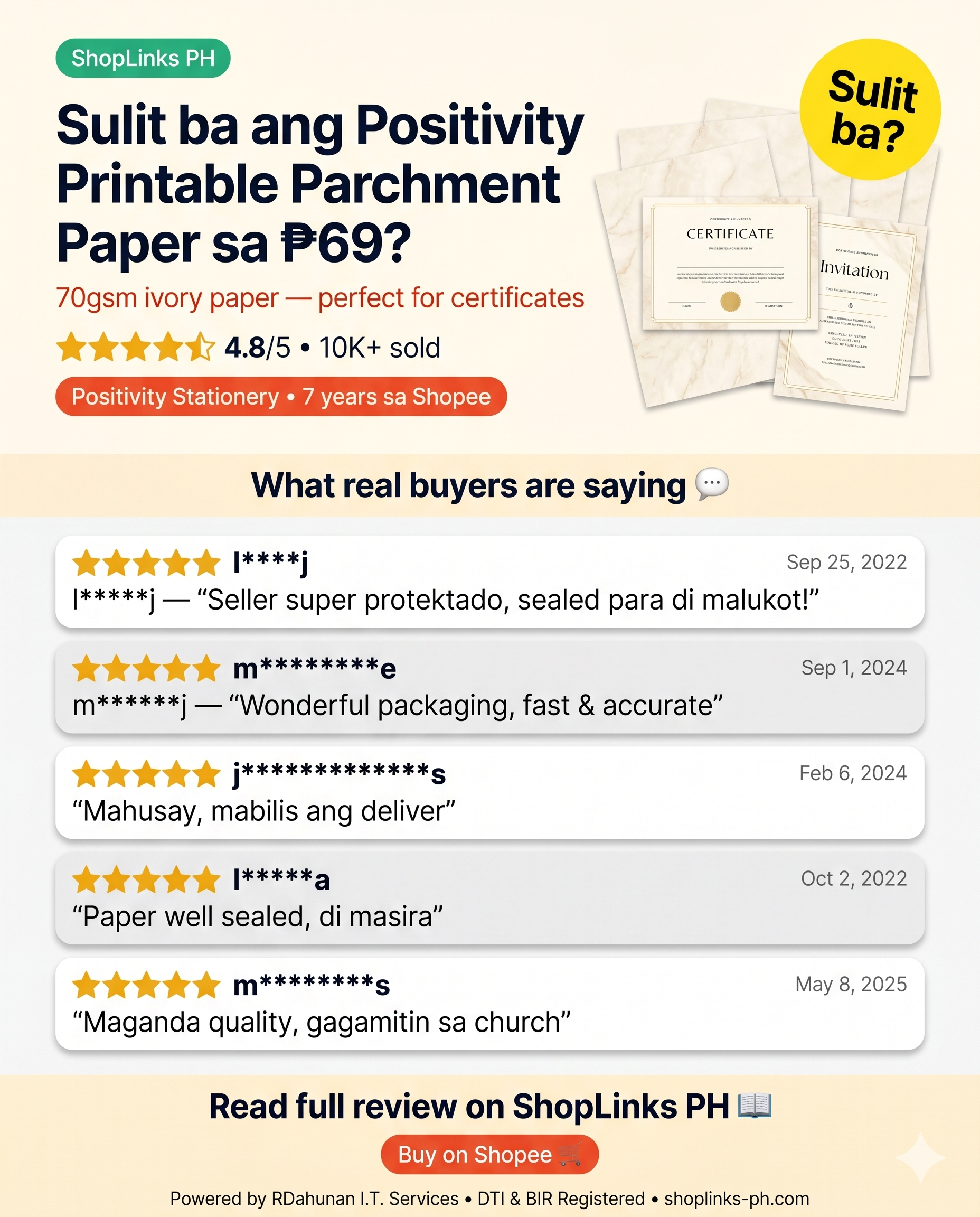 Positivity Printable Parchment Paper for Certificates and Invitations — product image