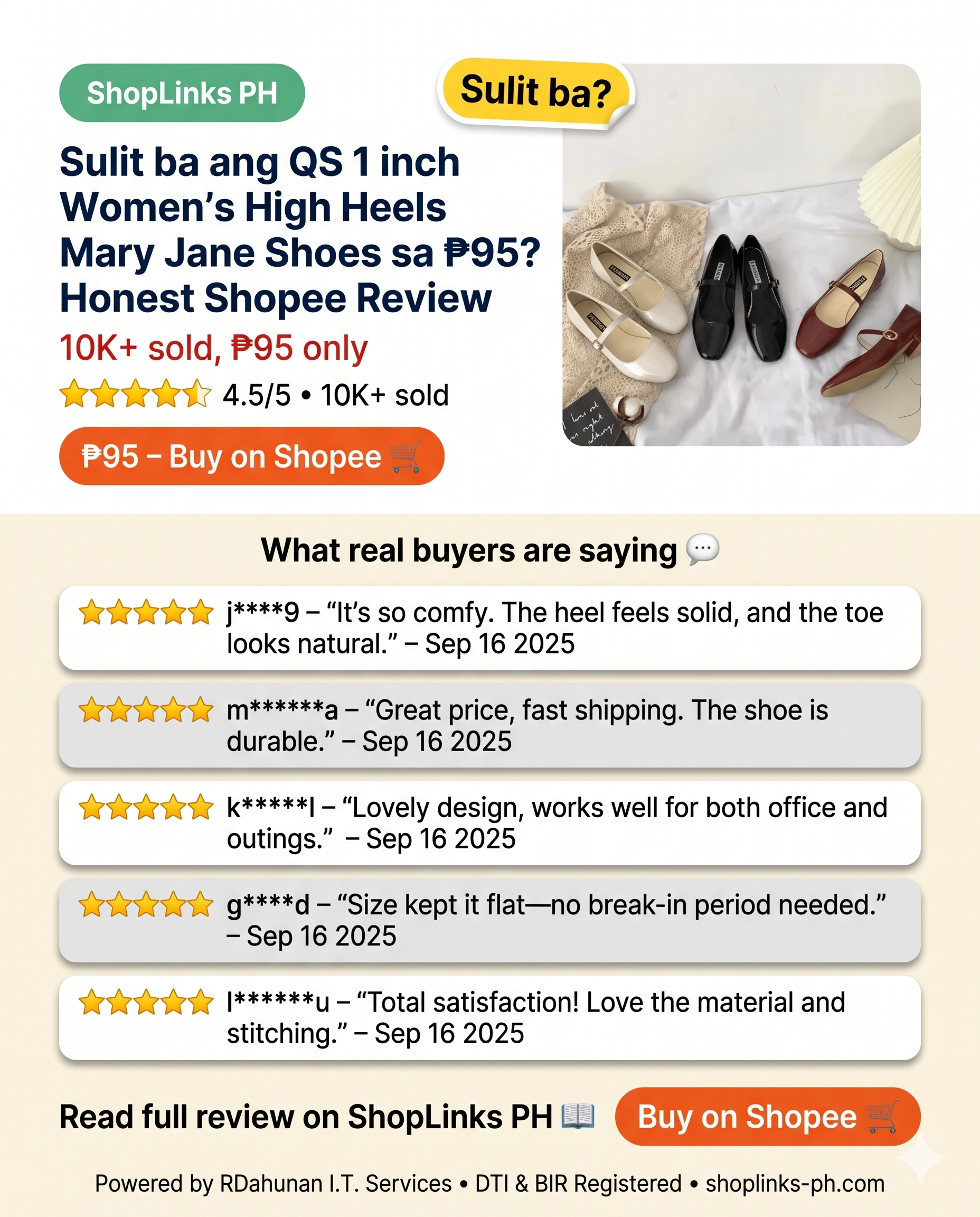 QS 1 inch Women’s High Heels Mary Jane Shoes — product image