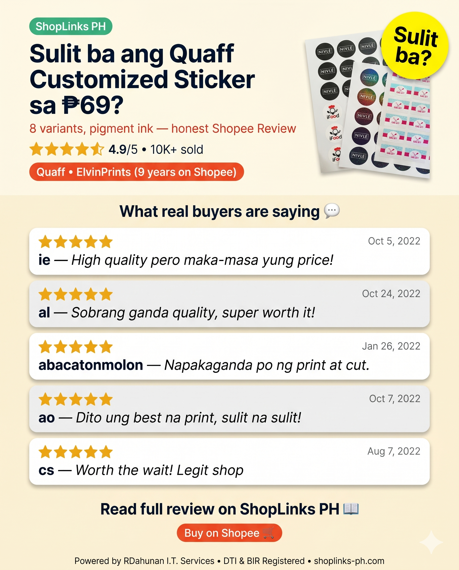 Quaff Customized Sticker for Logo, Product Label, Photo, Souvenirs (Print & Cut) — product image