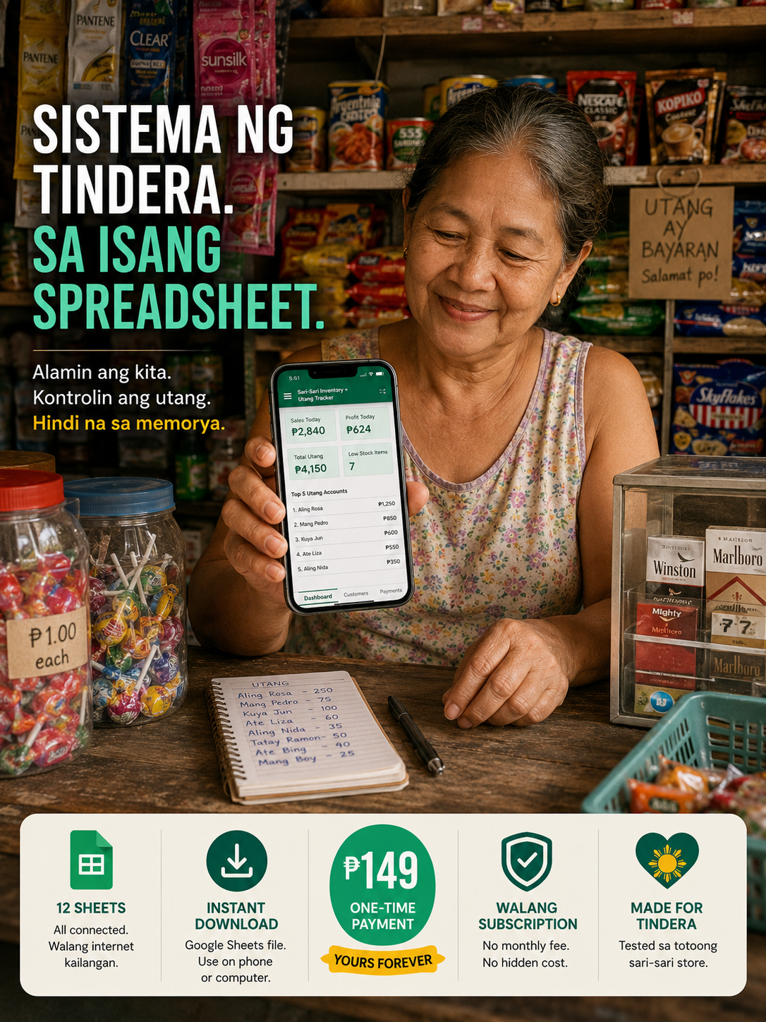 Paano Mag-Manage ng Sari-Sari Store sa 2026: Stock Tracking, Utang Ledger, at Daily Profit (Plus Ang Spreadsheet na Gagawa Para Sa'yo) — cover image