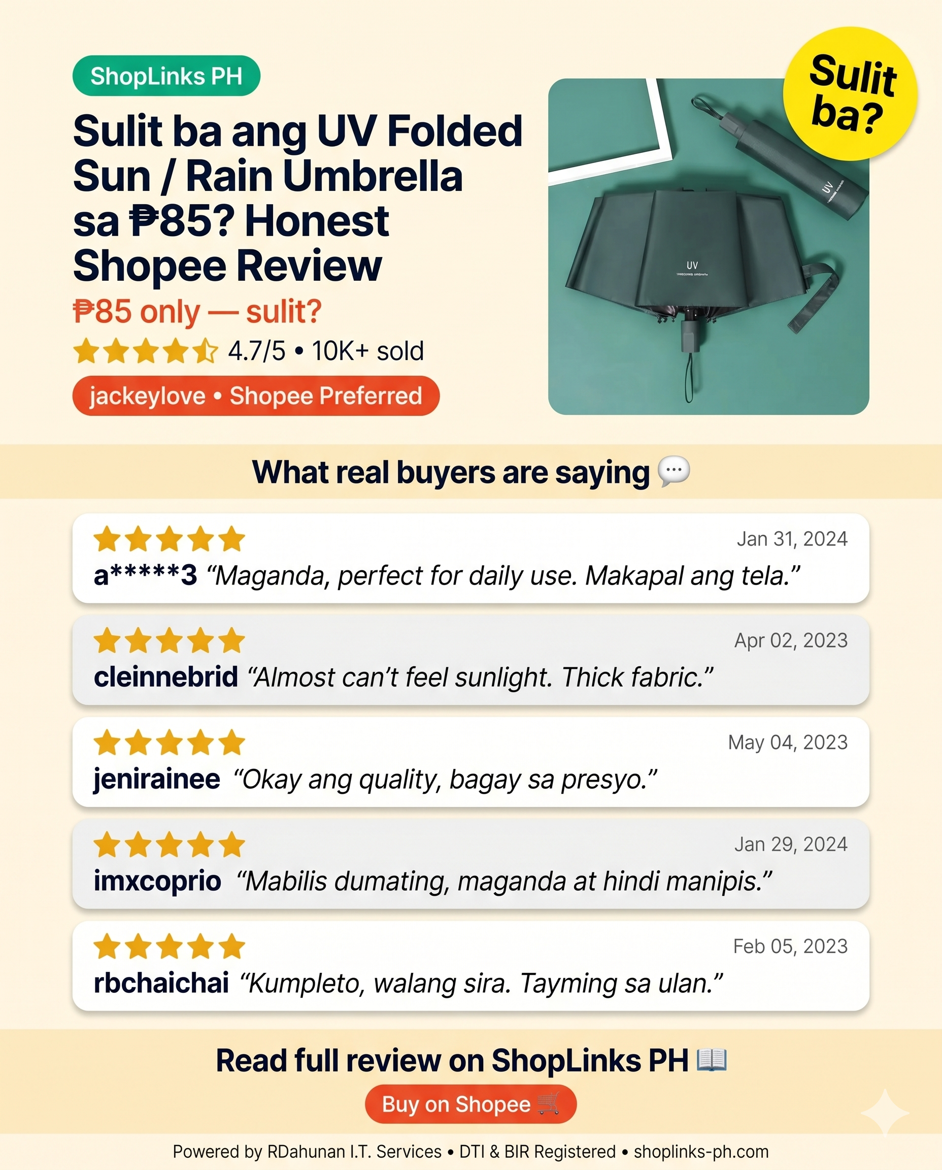 UV Folded Sun / Rain Umbrella (jackeylove) — product image