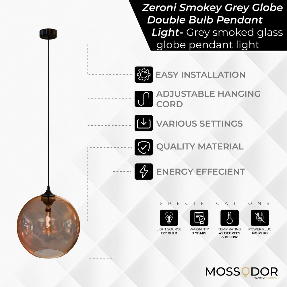 Zeroni-Clear Glass Globe-Pendant Light