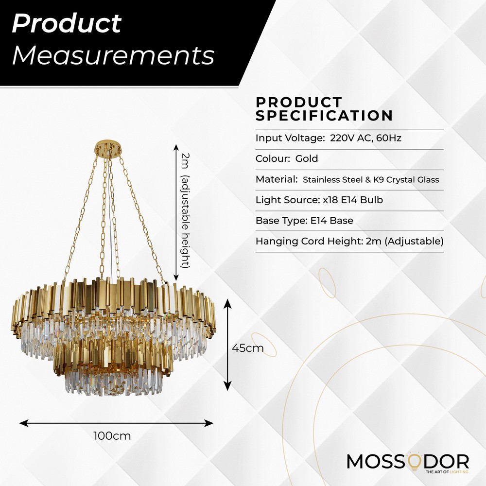 Two-Tier Hollywood Glam Gold-Chandelier