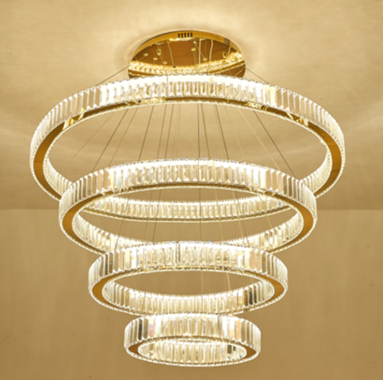 Amazing Ring  K9 Crystal Gold 60cm Hanging Light