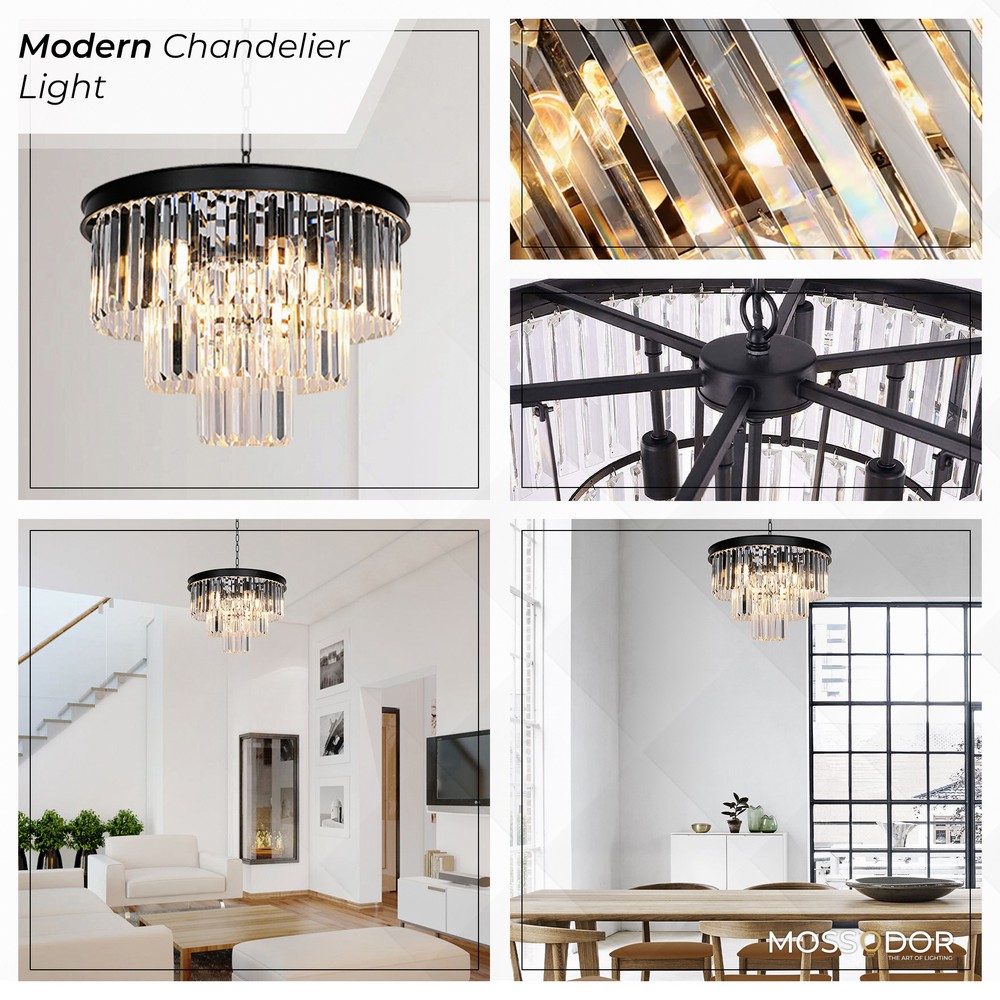 Gold Crystal and Glass 3 tier - Ø50cm Chandelier