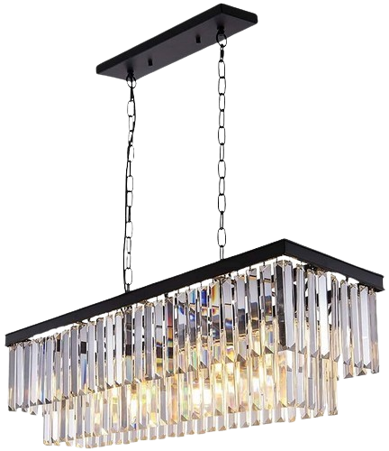 Luxury Smokey Large Rectangular Chandelier