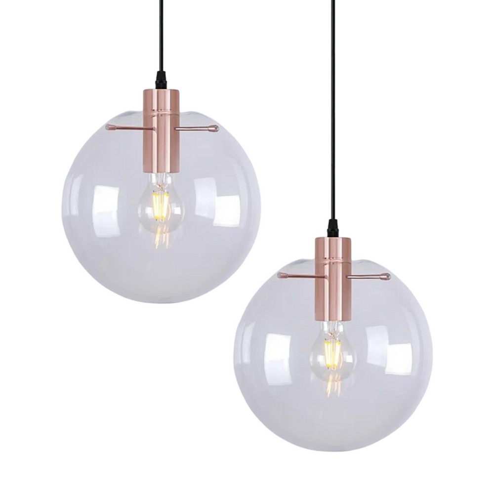 Messina-Large Ball Glass Black 15cm-Pendant Light