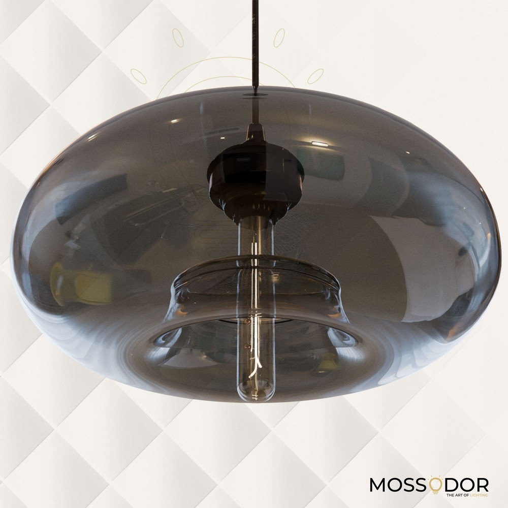 Saliba-Ultra Modern Glass Smokey Grey-Pendant Light