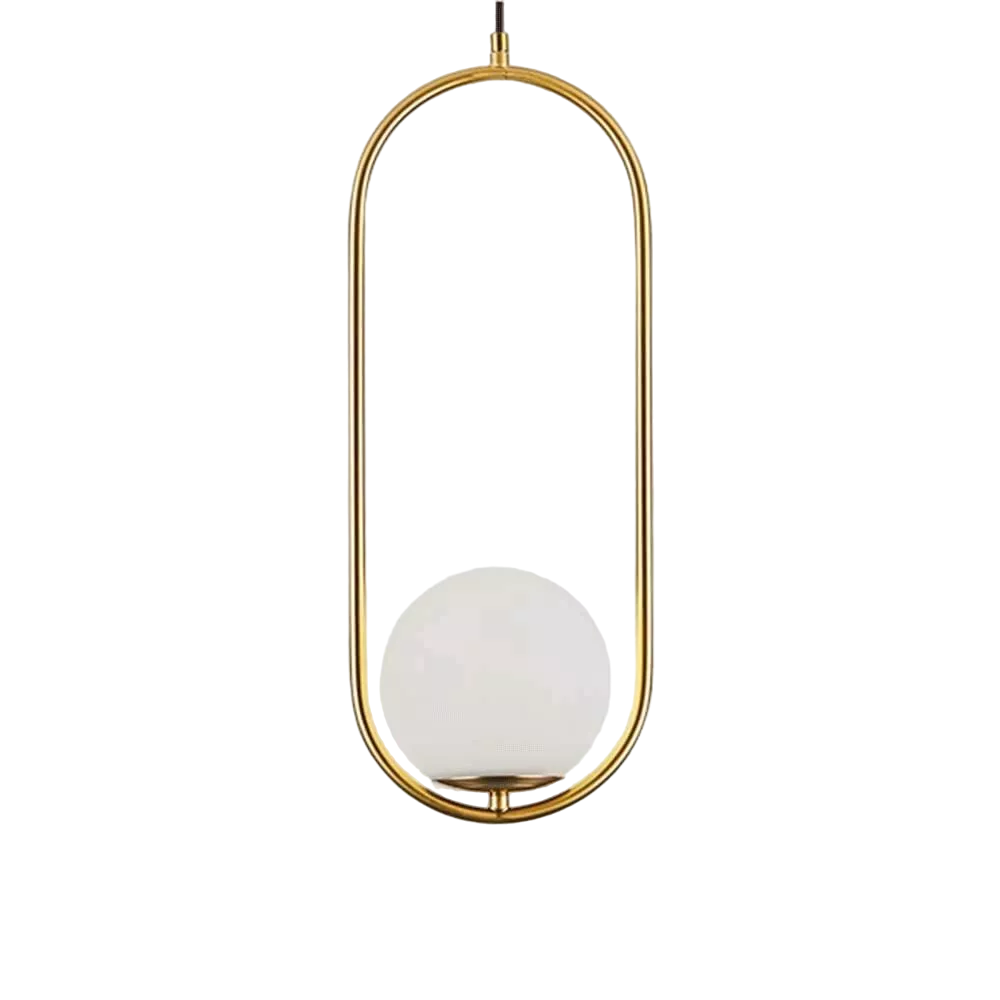 Roselani Golden Brass White Frosted Globe Danish 20cm-Pendant Light