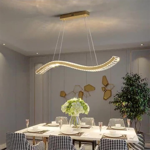 Creative Wavy Led Chandelier For Dinning table -Gold