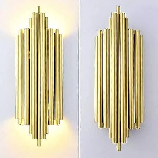 chandelier style Small gold tube-50cm wall light