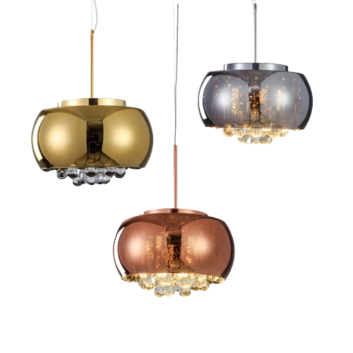 Stella-Modern Chrome Round Glass - Pendant Light