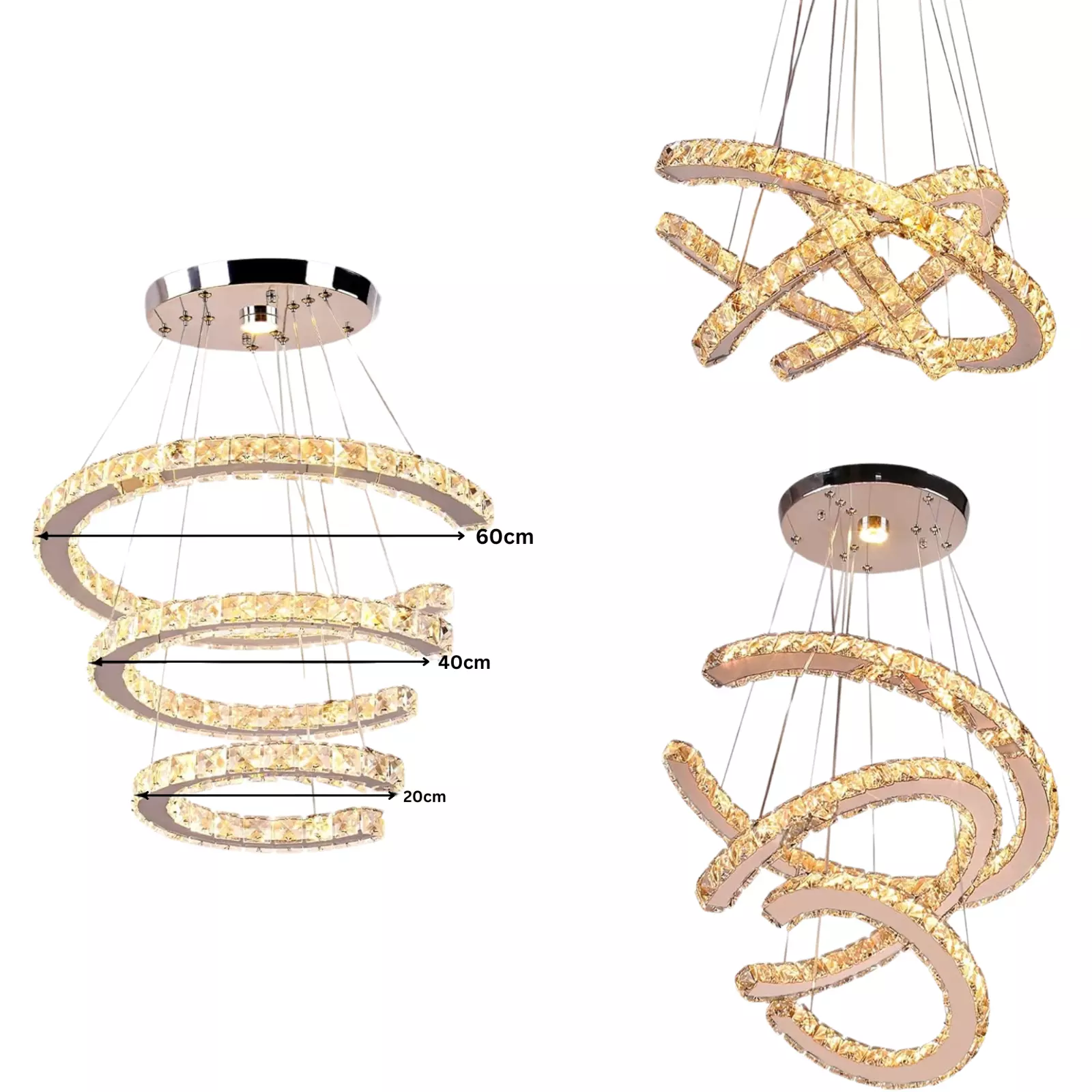 Crystal Three-tier 60cm Chrome- chandelier