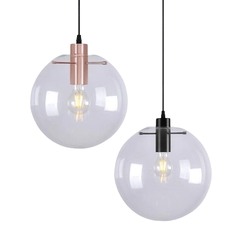 Messina-Large Ball Glass Black 15cm-Pendant Light